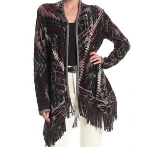 Lucky Brand Boho Fringed Brushed Knit Cardigan